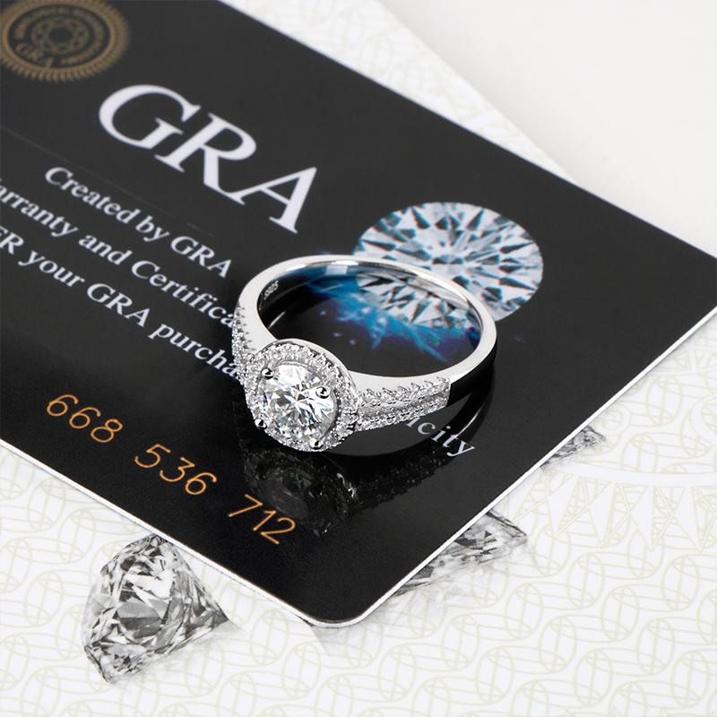 Classic Silver Moissanite Ring For Charm Lady With 1ct 6.5mm Real Moissanite Gemstones Entanglement Wedding Gift