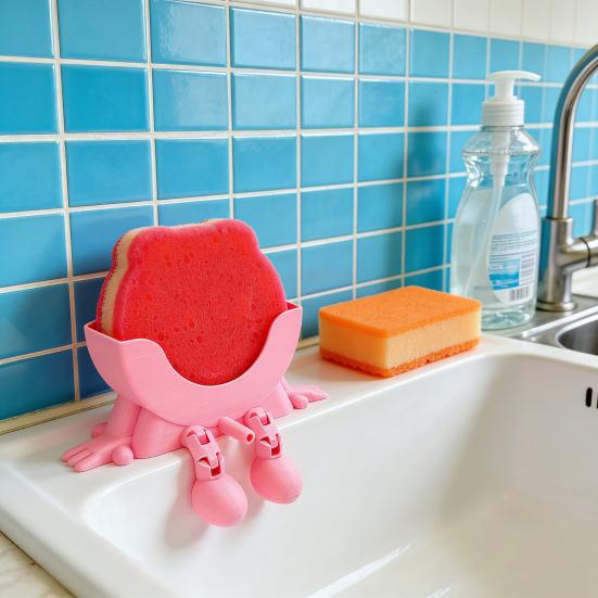 Держатель для губки, напечатанный на 3D-принтере, с дренажными ножками, подставка для губки для ванной, кухни, раковины, столешницы, многофункциональный органайзер для губок, полка для хранения