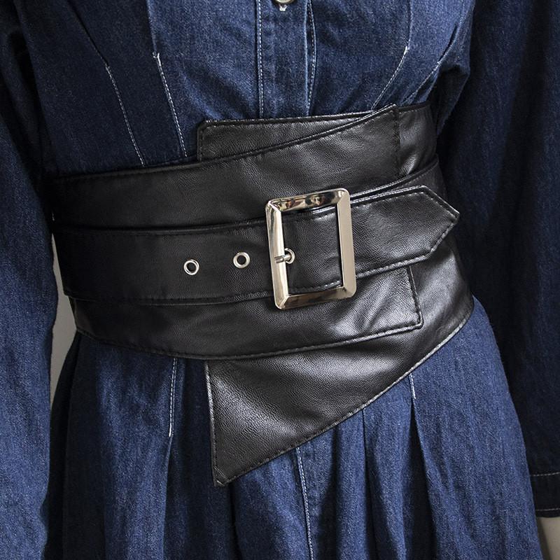 Womens Leather Asymmetric Wide Belt For Casual Fashion Summer