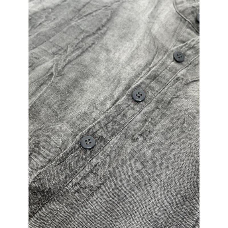 Summer Intage Pure Linen Short Sleeve T Shirt for Men Thin Solid Color Slim Men Clothing Big Size 5XL