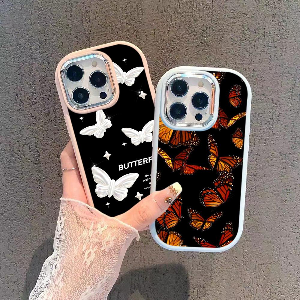 LZ4 Butterfly art design мягкий чехол для телефона Samsung S24 Ultra S23 Plus S21 FE A16 A54 A52 A06 Infinix Hot 40 30i защита объектива противоударный чехол