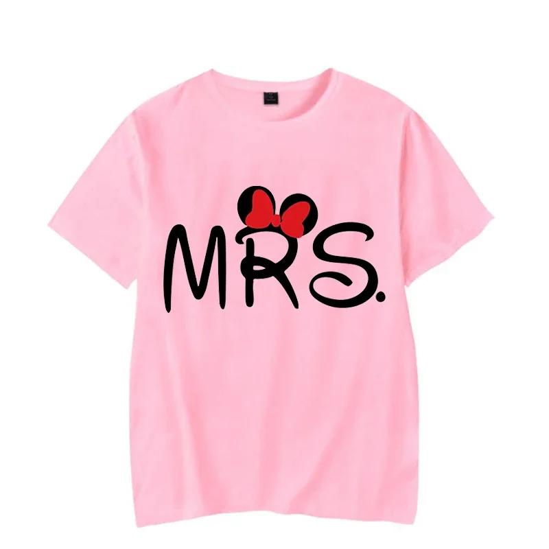 Mouse Cartoon MR MRS Print Couple TShirt Summer Short Sleeve Tee Shirt Letter Print T Fashion Casual Loose Lovers T Shirt Unisex