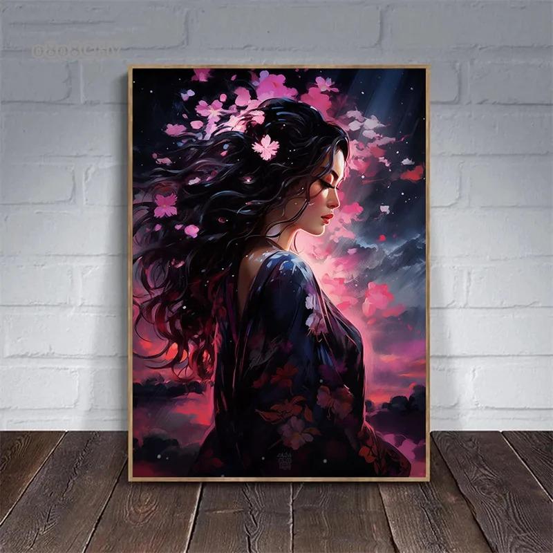 Японский дракон гейша искусство постер холст настенные картины элегантность гейши картины настенное искусство фреска для украшения дома комнаты