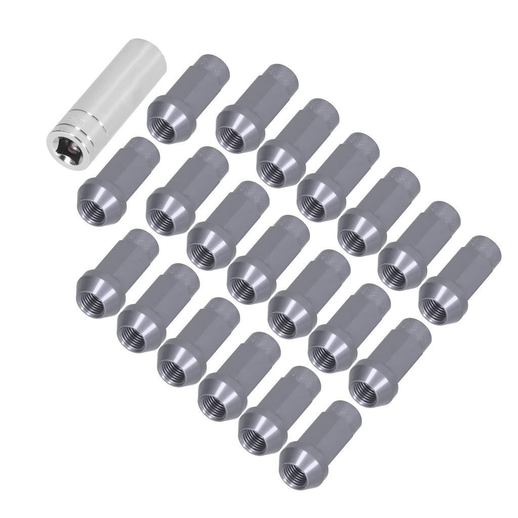 20 шт. Колесные гайки M14x1.5 резьба высота 2 дюйма алюминий 7075 T6 сквозное отверстие стопорные гайки титанового цвета