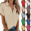 Женская модная повседневная рубашка-топ с карманом и коротким рукавом, с воротником
