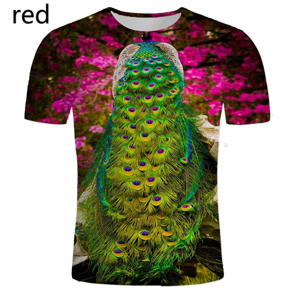 Fashion Peacock 3D Printed T Shirts Men's Casual Short Sleeve T-shirt Casual Men Summer Top