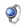 Винтажное кольцо из стерлингового серебра S с натуральным лунным камнем, овальное 8*10 мм, простое кольцо с черными завитками, подарки для вечеринок, изысканные украшения для женщин и мужчин