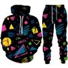Autumn Fashion Funny Graffiti Men Hoodies 3D Printing Sportswear Sweatshirt Set Hip Hop Casual Two Piece  Suits  Outdoor