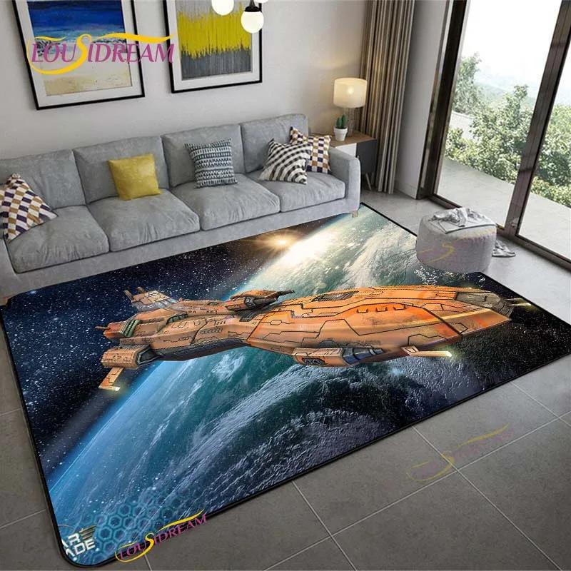 3D Ковер Космическая Станция для Гостиной Спальни Стола Кинотеатра Кухонный Дверной Детский Нескользящий Коврик для Пола Альфомбра Подарок на День рождения