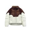 Korean Style Loose Fit Knit Poncho Collar Down Jacket with Color Block for Autumn Winter Women