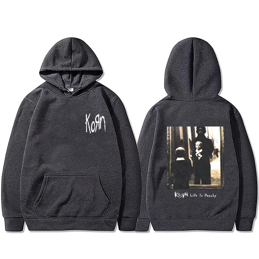 Толстовка Korn Life Is Peachy Металл Готика Рок-группа Пуловер с капюшоном Мужская Женская Повседневная Оверсайз Толстовка