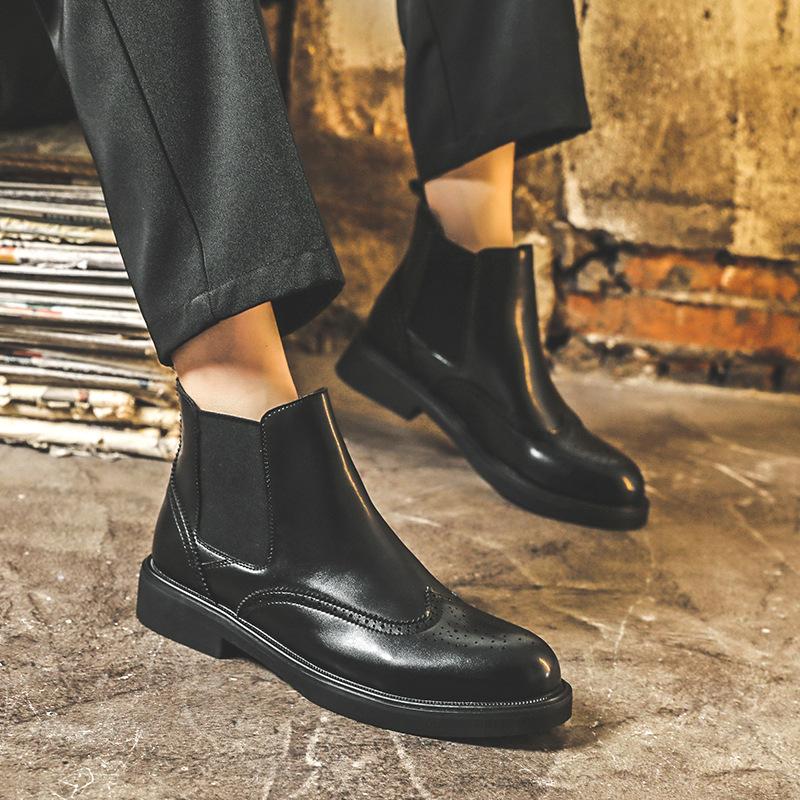 Chelsea Boots Men'S British Low Top Cigarette Boots Men'S Brock Business Martin Boots Leather Shoes 85581-J