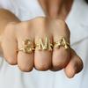 [Скидка 9,30% от 10 штук] Популярное золотое бамбуковое простое открытое кольцо с 26 английскими буквами