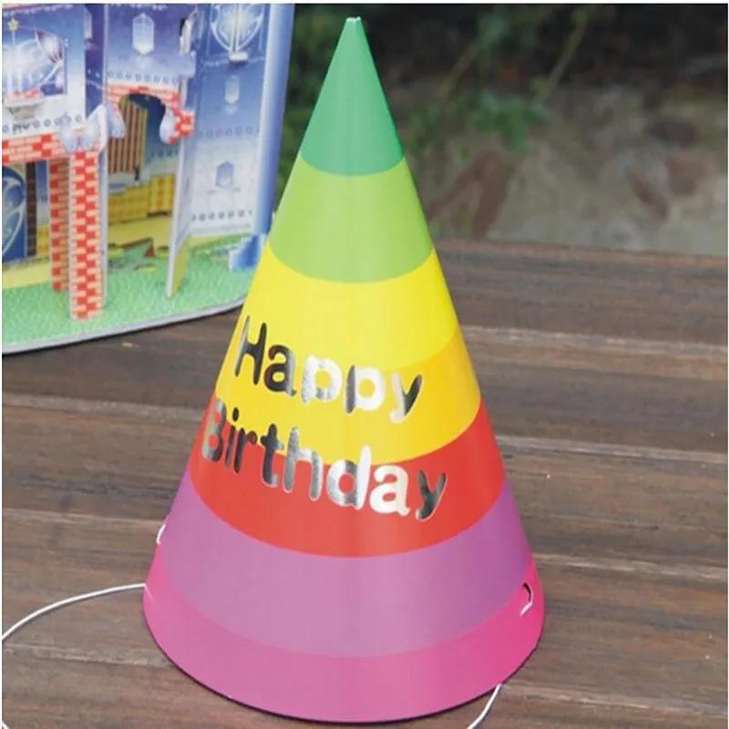 10Pcs Caps Rainbow Birthday Hat Celebration Party Prop Lovely Hats Conical Decorative Cute Headwear Child