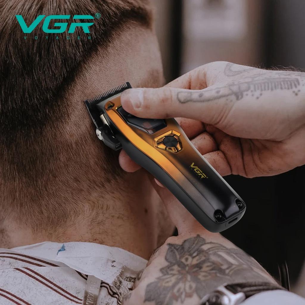 VGR Hair Clippers Professional Hair Cut Machine 11000RPM Electric Clippers Adjustable Metal Trimmers for Men V-668 LED Intelligent Digital Display
