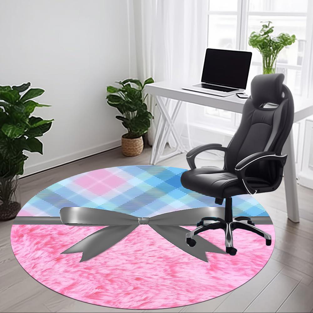 1pc Fuzzy BowChair Carpet for Office, Indoor Non-Slip Washable Polyester Fiber Carpet, Mat For Office, Machine Washable
