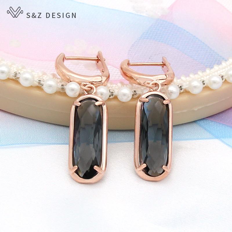 Classic Elegant Oval Egg Shape Cubic Zirconia Drop Earrings For Women Girl Wedding Party Fashion Jewelry Rose Gold Color Eardrop