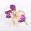Rhinestone Iris Flower Brooch Sparkling Plants Badge Vintage Enamel Lapel Pin  Suit