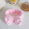 Soft Bow Make Up Hairband Coral Fleece Cosmetic Headbands Elastic Face Wash Headwear  Women