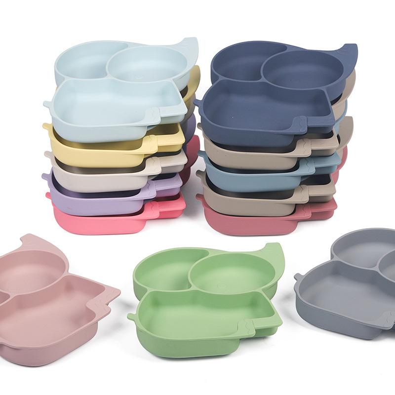 8 шт./компл. набор силиконовой посуды «Слоненок», детские блюда для кормления, миска без бисфенола А, тарелка, нагрудники, наборы ложек и вилок, детская нескользящая посуда