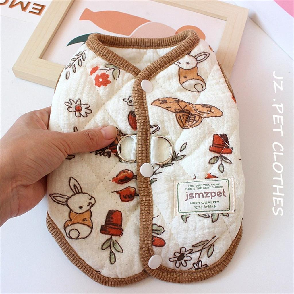 Милая зимняя теплая одежда для собак, жилет, милое пальто с принтом, одежда для плюшевого мишки, одежда для собак с бархатной курткой