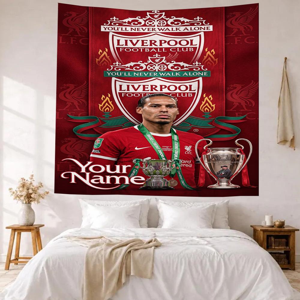 Liverpool Fc Custom Your Name Wall Decor Tapestry Art For Pet Memorial Birthdaywedding Party Backdrop Family Gift