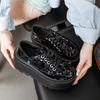 Fashion 8CM Synthetic Bling Platform Wedge Heel Women Casual Shoes Chunky Sneakers Ankle Booties Shoes Female Fashion Vulcanize