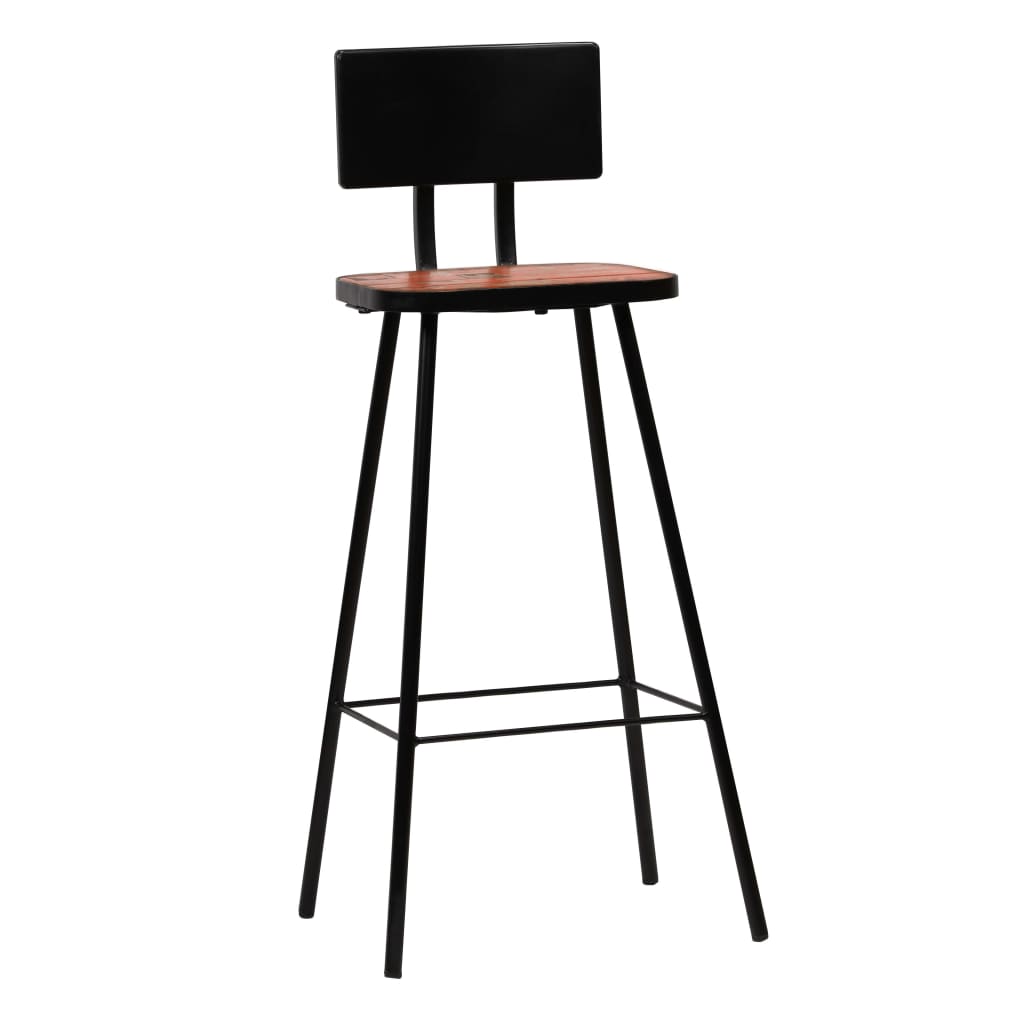 Bar Stool Set 2 Pieces Solid Reclaimed Wood