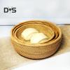Корзина для хранения из ротанга, круглая сервировочная корзина-органайзер для гостиной, плетеная вручную фруктовая чаша, корзина для хлеба для кухонной стойки