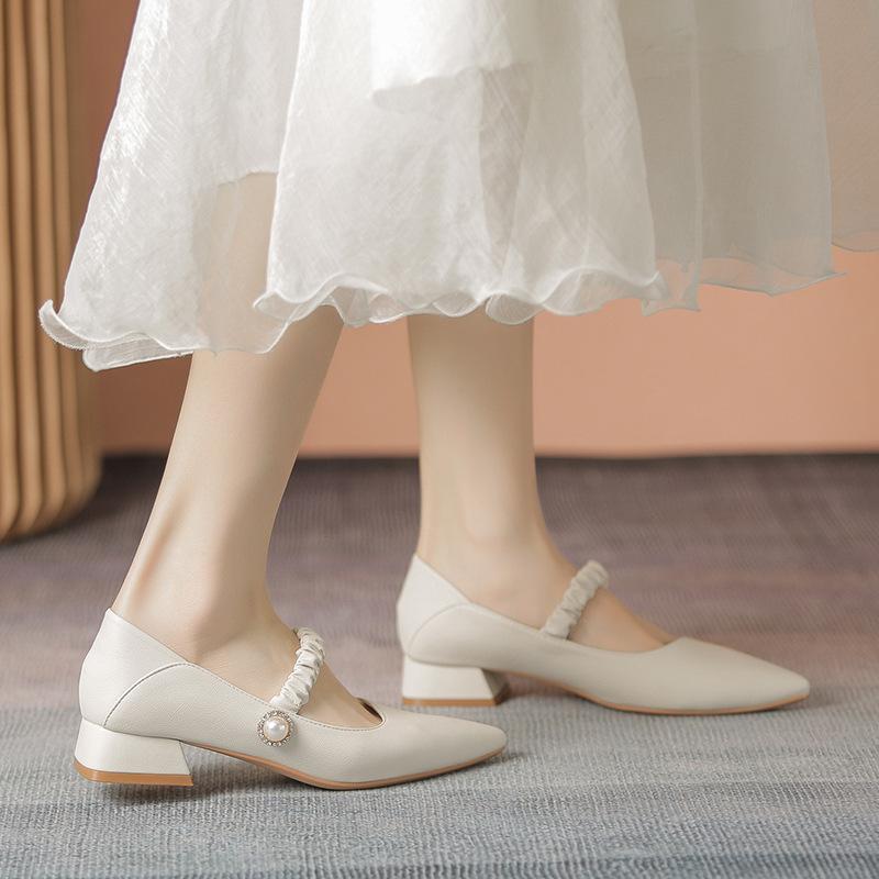 Leather Flat for Huizhou Women's Shoes Grape Mother Same Mary Jane Shoes Women's Autumn and Winter New Korean Version High Heels