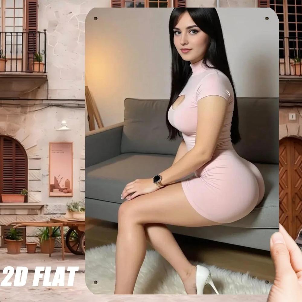 Ретро Металлическая Настенная Табличка Винтажная 8x12 Дюймов Розовая Леди Арт Декор для Кафе Бара Дома