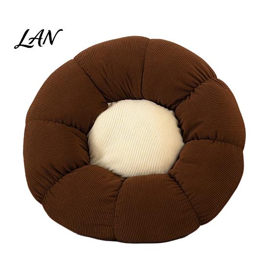 Ergonomic Chair Pad Corduroy Flower Cushion, Cute Shape Floor Decorative Living Room Sofa Accent Throw Pillow for Bed Couch Decor