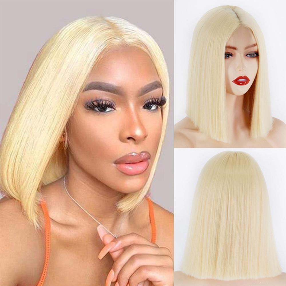 MISS WIG Женский короткий прямой парик боб без челки, парик спереди, синтетическое волокно, цвет красного вина, прямой парик до плеч