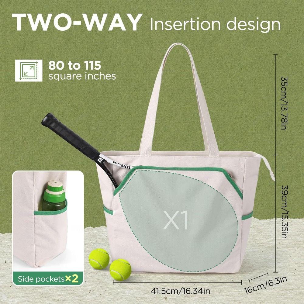 Large Capacity Tennis Racket Shoulder Bag Canvas Badminton Racket Handbag Durable Tennis Tote Bag