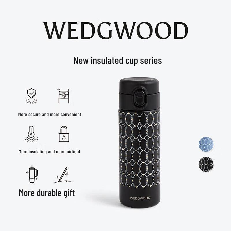 WEDGWOOD Obsidian Black Insulated Travel Mug