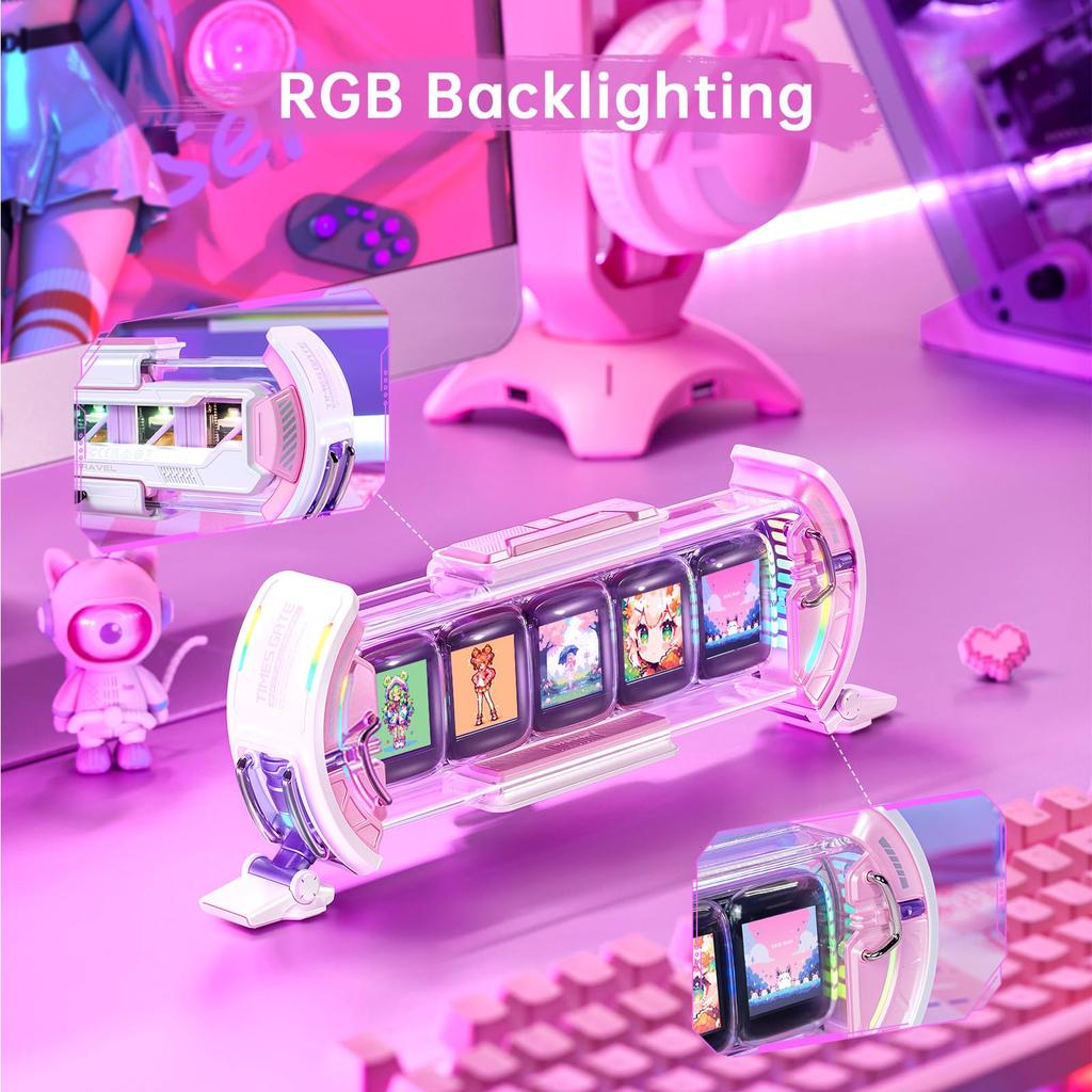 Divoom Times Gate Настольные Стильные Цифровые Пиксельные Иллюстрации Приложение 5 Настраиваемых RGB Игровая Комната DIY Стол Розовые Часы, Дизайн, Управляемые, Экраны, Wi-Fi