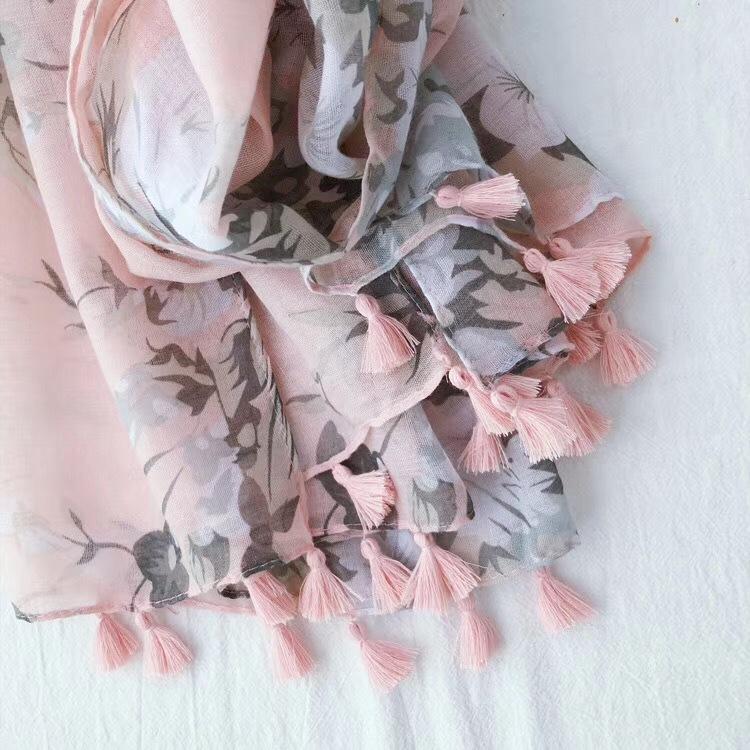Новый японский и корейский хлопковый и льняной шарф для весны и осени Литературный и свежий Растения и цветы Большой шелковый шарф для защиты от солнца шаль