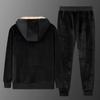 Зимние мужские комплекты, бархатный теплый толстый спортивный костюм, мужская флисовая повседневная куртка с капюшоном + брюки, 2 предмета
