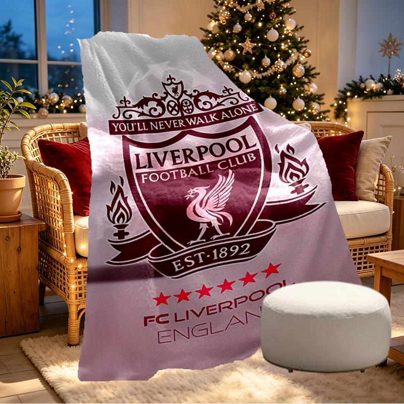 Плед Liverpool F.C. - Мягкий и Удобный, для Спальни, Путешествий, Дивана, Домашнего Декора - Подарок на День Рождения, Рождество для Друга