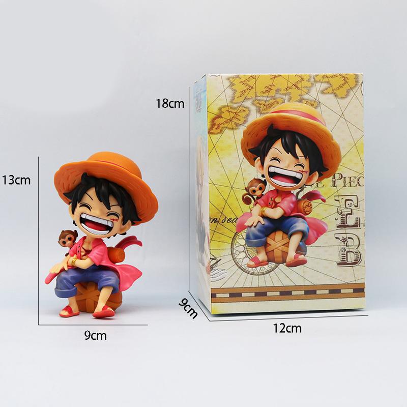 13 см Фигурка Аниме One Piece Сидящий Смеющийся Луффи Фигурки Действия Кавайный Санджи Зоро Фигурка Украшения для Комнаты Машины Коллекционные Игрушки