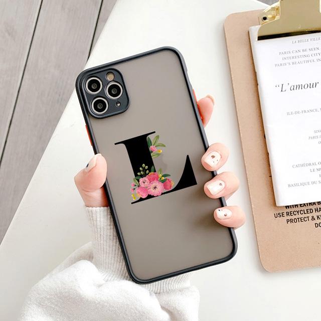 Черный Чехол для Телефона с Цветочным Узором и Матовым Покрытием Для iPhone 15 12 14 Pro Max Чехлы Для iPhone 11 13 pro Задняя Крышка модный Корпус Shell Coque