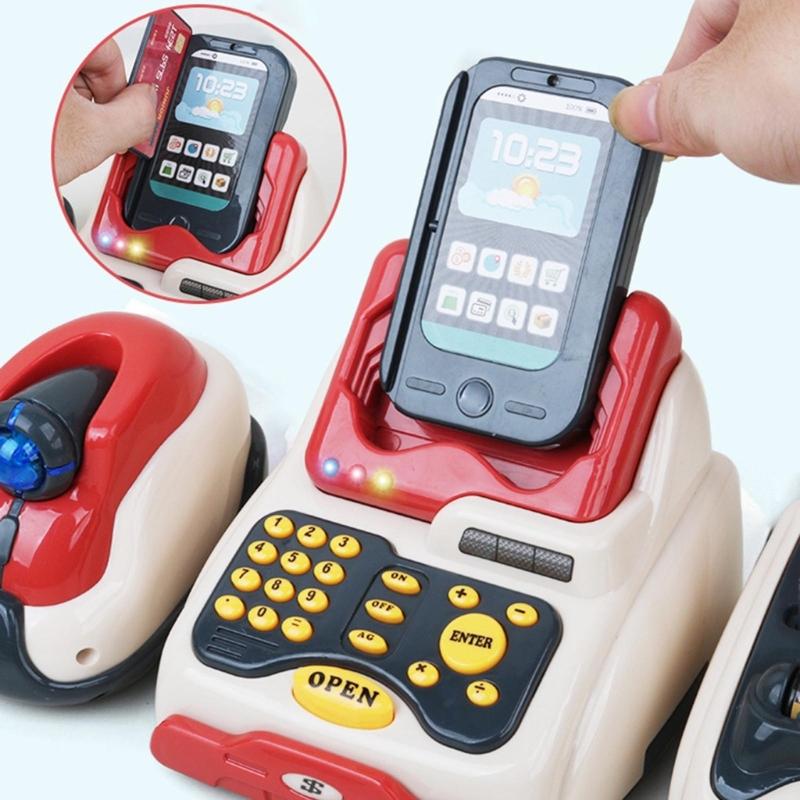 Supermarket Cash Register Toy Kids Checkout Counter Playcashier Register For Kids PlayHouse Toy Credit Card Machine Toy