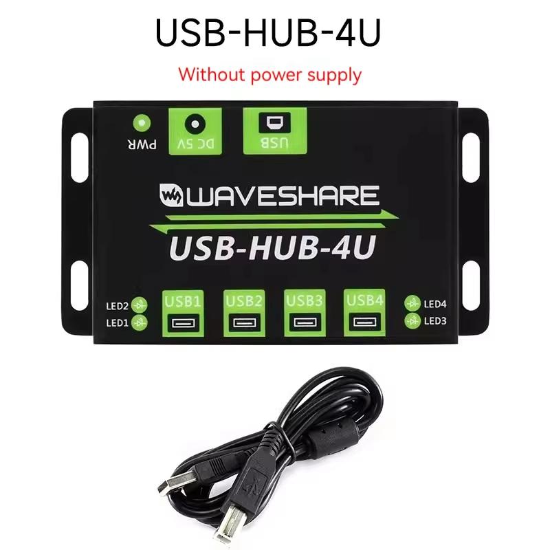 GGDX WaveShare Industrial 4-Channel USB 2.0 Multi-Port Hub Adapter Expansion 1 to 4 Metal Case