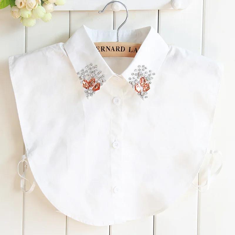 Модная белая хлопковая рубашка с ложным воротником для женщин, съемный воротник, отстегивающийся воротник-лацкан, блузка, топ, шейный платок