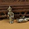 Retro Solid Brass Micro-engraved God of Wealth Small Pendant Pure Copper Pocket God of Wealth Small Ornament Keychain Copper Pendant