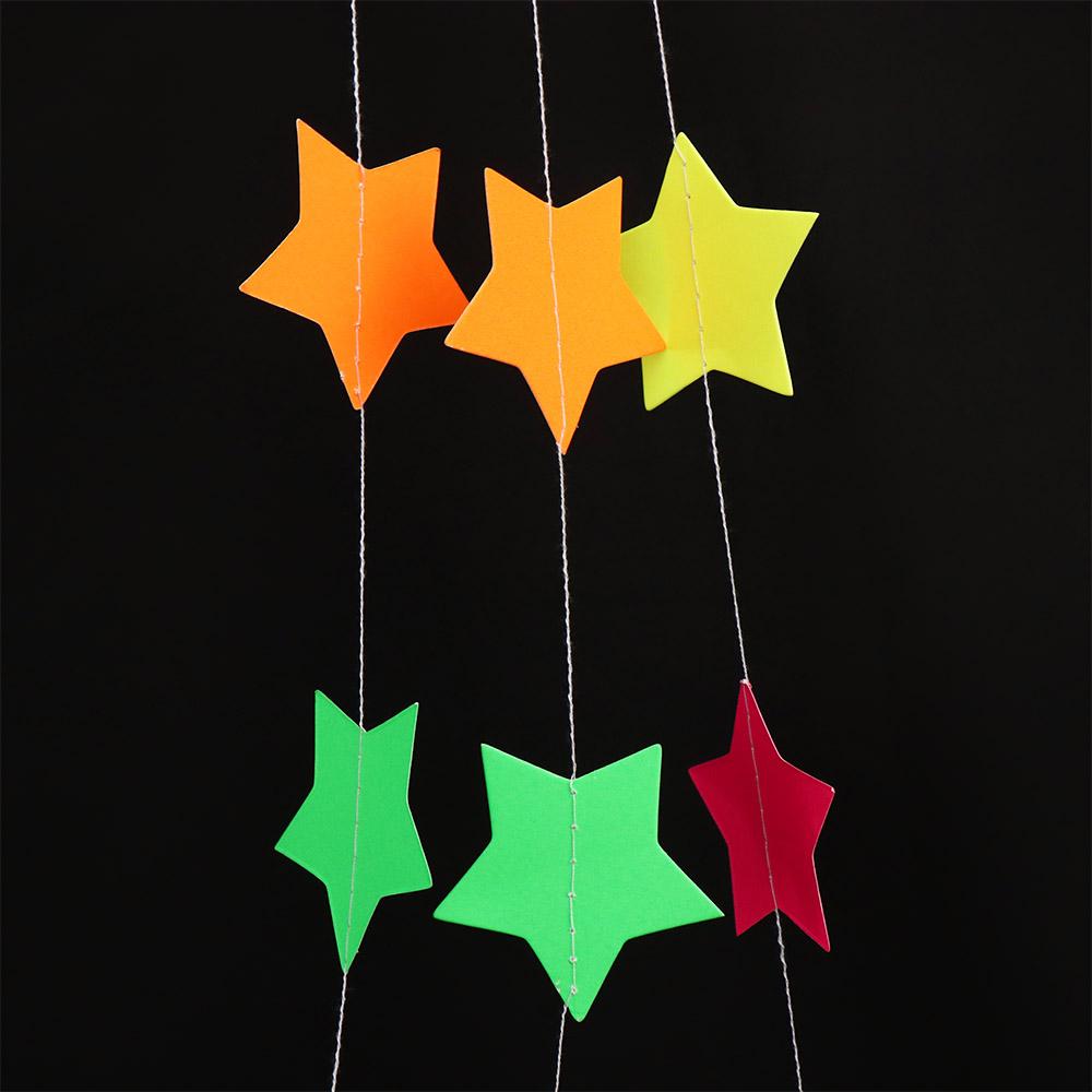 2m Neon Fluorescent Garland Colorful Glow Pennant Round Pentagram Fluorescent Banner Neon Birthday