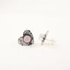 Rose Chalcedony Gemstone 925 Sterling Silver Jewelry Stud Earrings0.6" For Women EE-143-2