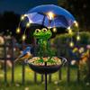 Solar LED Light Bird Feeder Outdoor Decor Lamp Frog Figurine Feeding Station Decorative Waterproof Lighting for Patio Courtyard