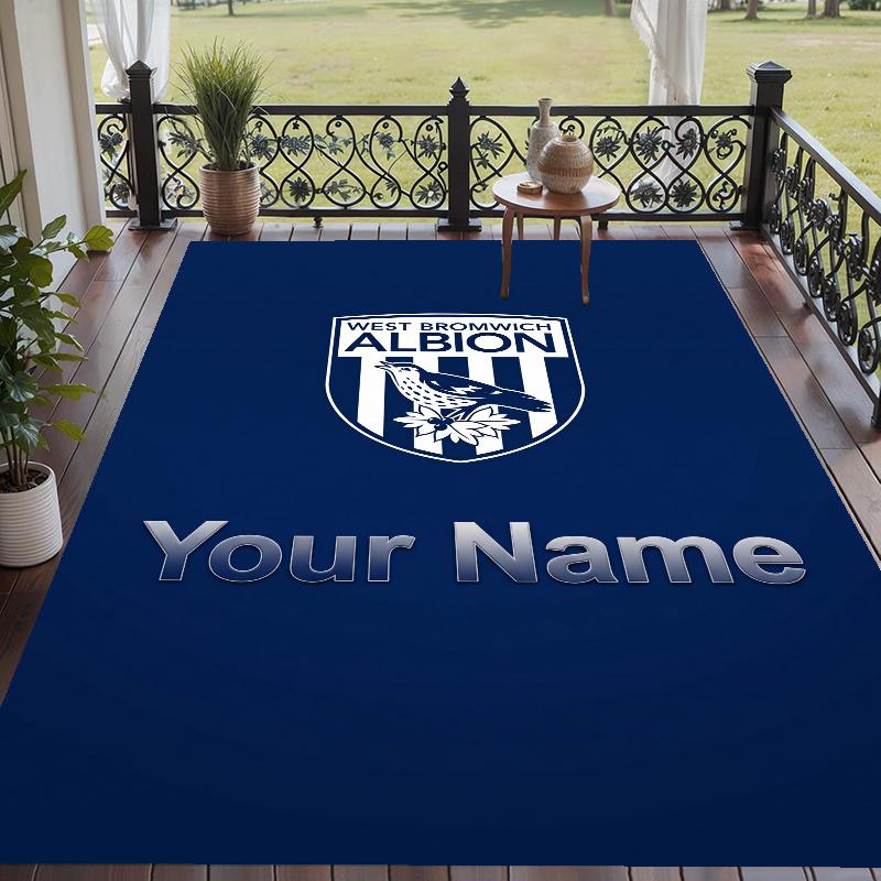 Custom Name West Bromwich Albion Crystal Velvet Floor Rug Personalized Text Soft Carpet Home Decor