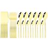 24 Pieces Sets Kitchen Tableware Cutlery Set Mint Green Gold Stainless Steel Dinnerware Set Food Flatware Mirror Silverware Set